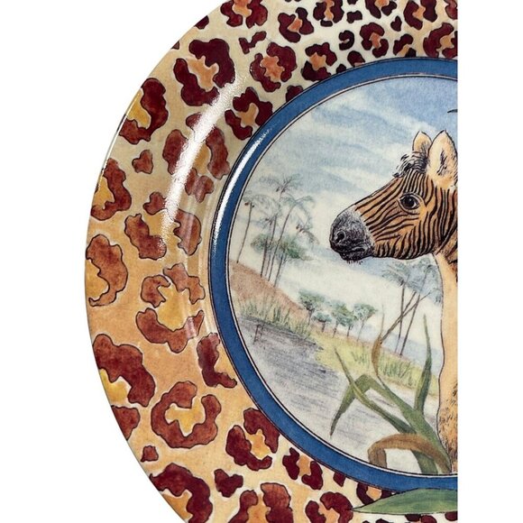 Gien France “Savane” Hand-Painted Zebra Porcelain Plate 15 cm Stamped - Picture 2 of 7